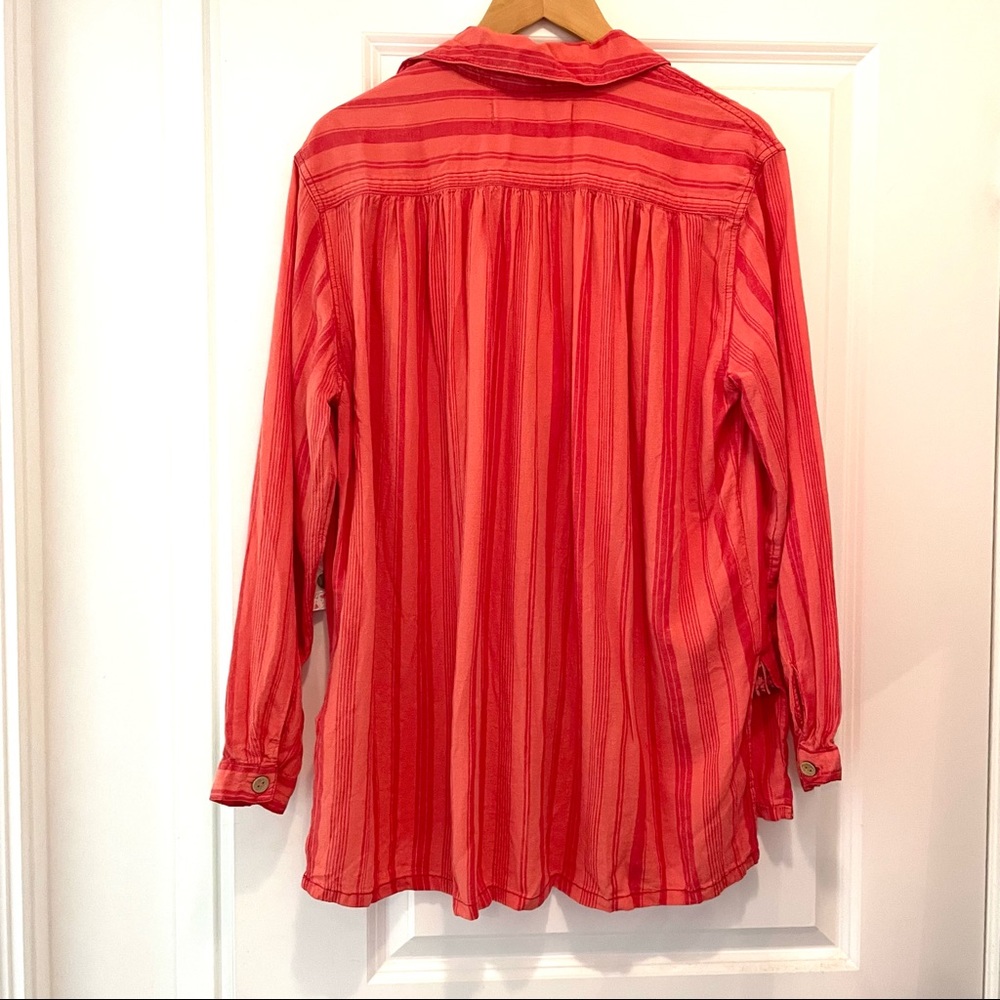 FREE PEOPLE Shirt | Summer Breeze Stripe | Coral | Sizes Small & Medium - Picture 7 of 16